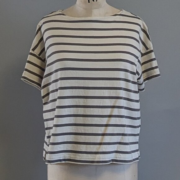 Muji Cotton Short Sleeve Striped Breton Boxy Fit Size XS/S - Picture 2 of 7